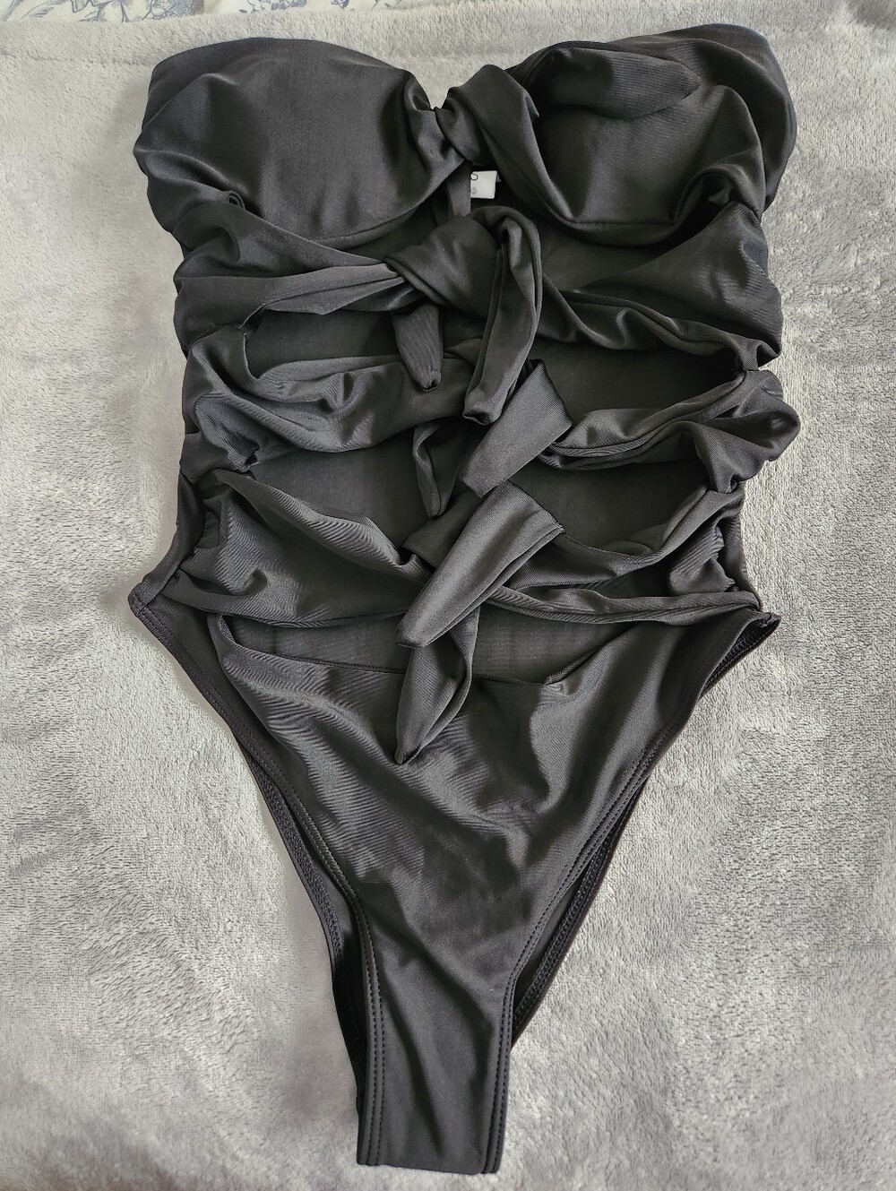 Black Cutout One-Piece Swimsuit with Knot Detail